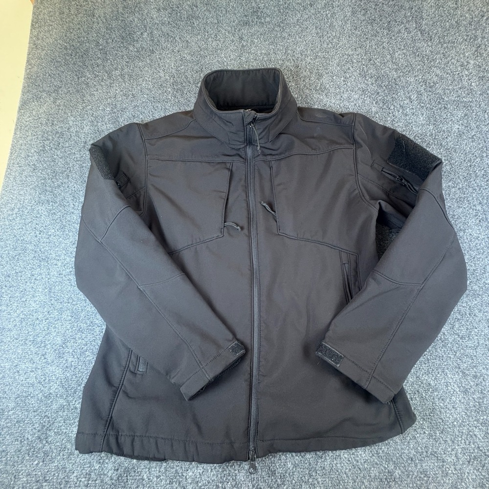 CQR Tactical Military Jacket Mens Medium Black Fleece Lined Stretch Full Zip‎